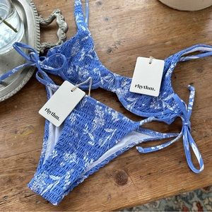 NWT Rhythm Bikini Set - Crinkle Fabric, Light Blue, XS